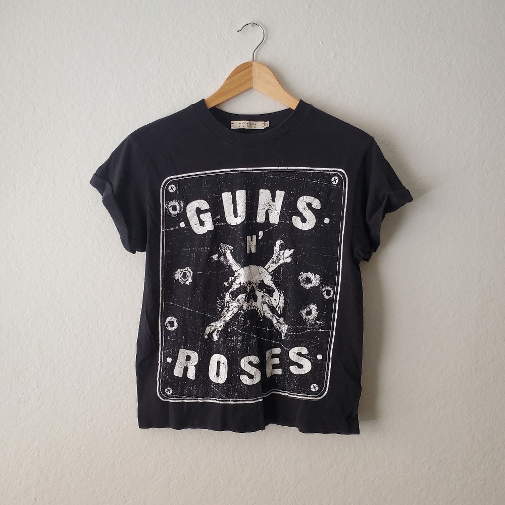 Alice + Olivia AO Jeans Black Guns N Roses 80's Band T-Shirt XS / S
